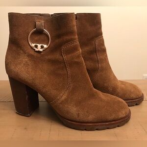 Tory Burch Sofia Lug Sole Brown Ankle Boots - Size 9.5